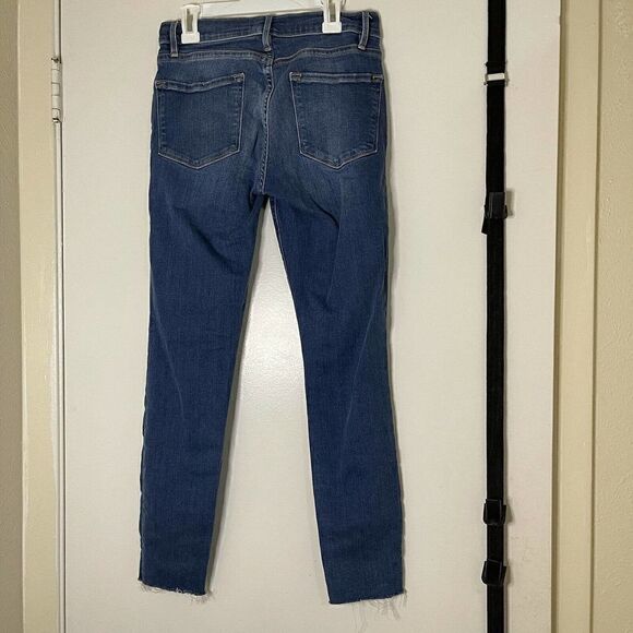 FRAME Le Raw Edge Ripped Crop Skinny Jeans In Washington Square Sz 26 $200 - Picture 5 of 9